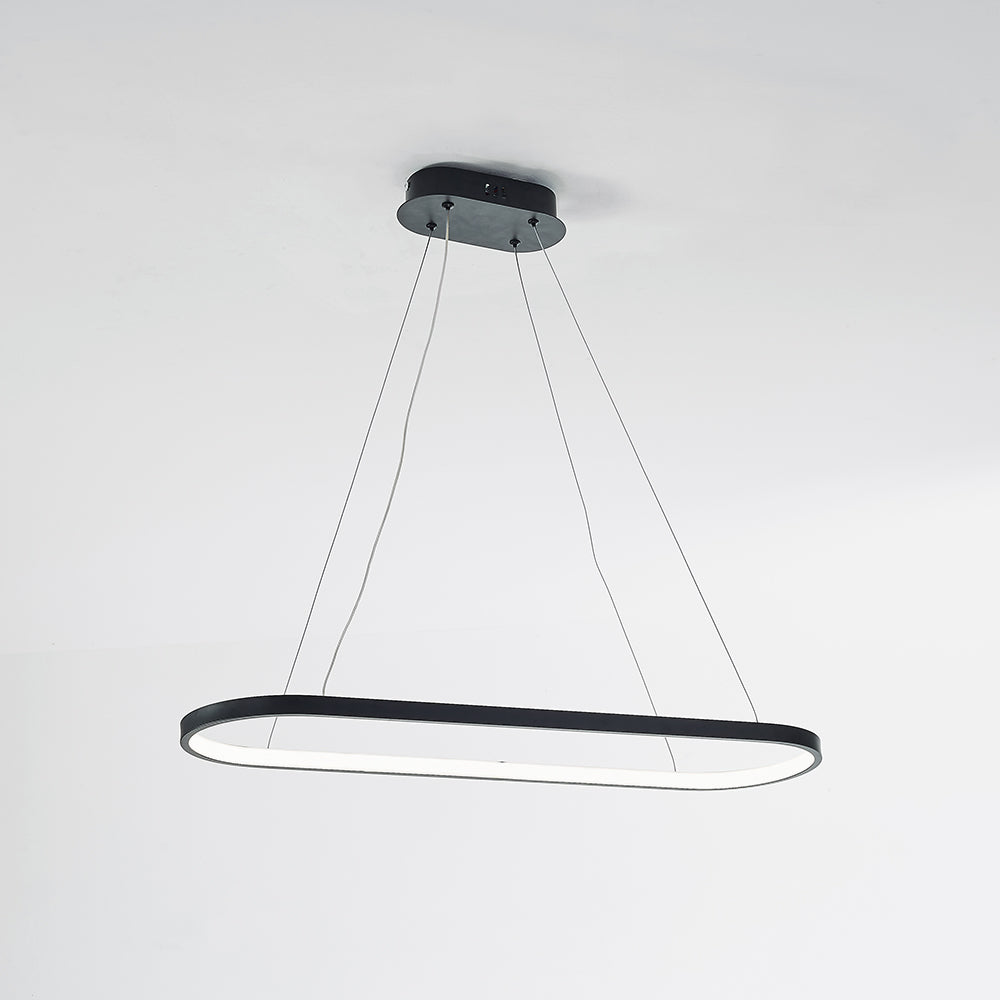 Edge Oval Minimalist Hanging Pendant Light, Black/White/Gold - Lumpaz
