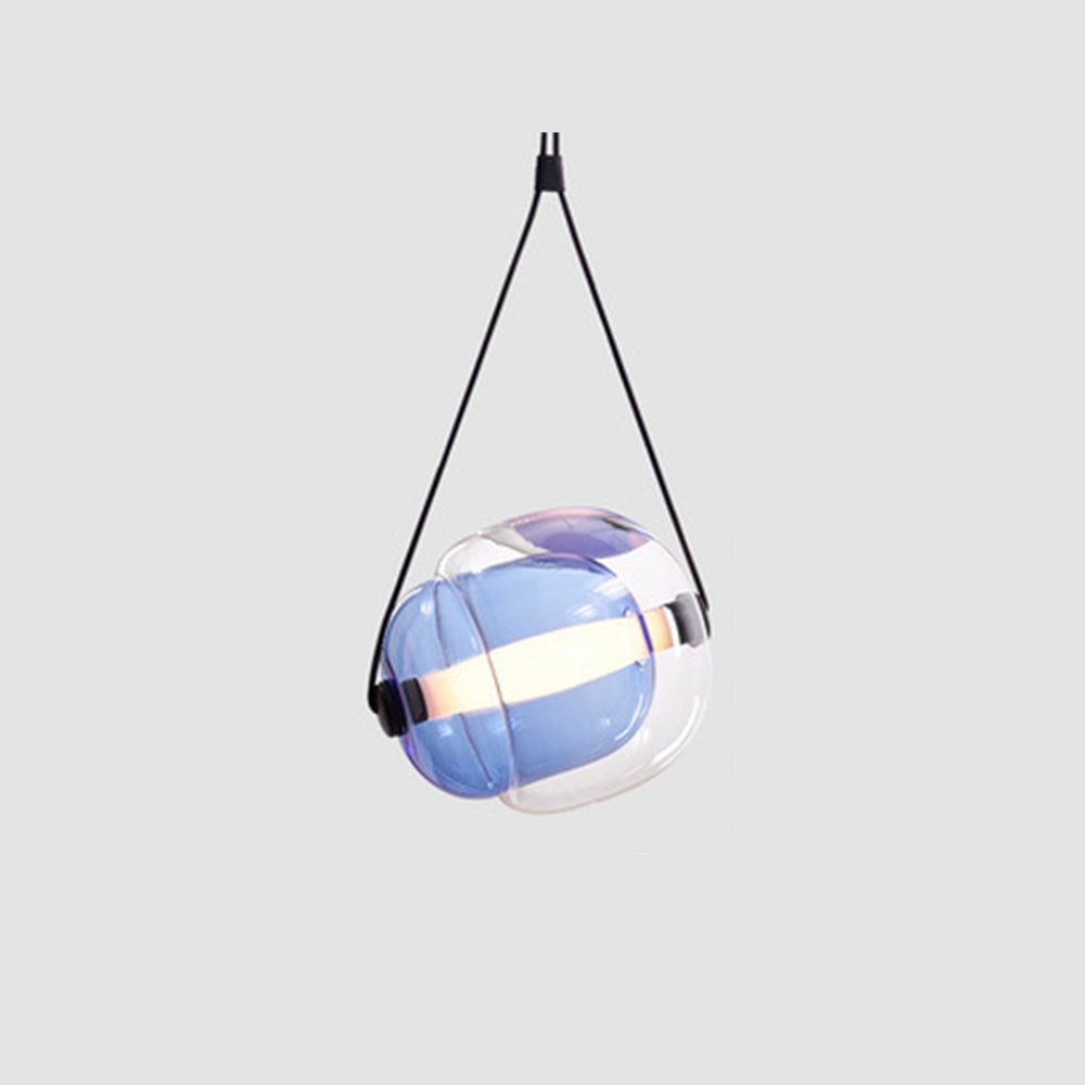 Hailie Modern Bubble Glass Pendant Light, Blue/Yellow/Pink/Smoky Gray/White/Clear - Lumpaz