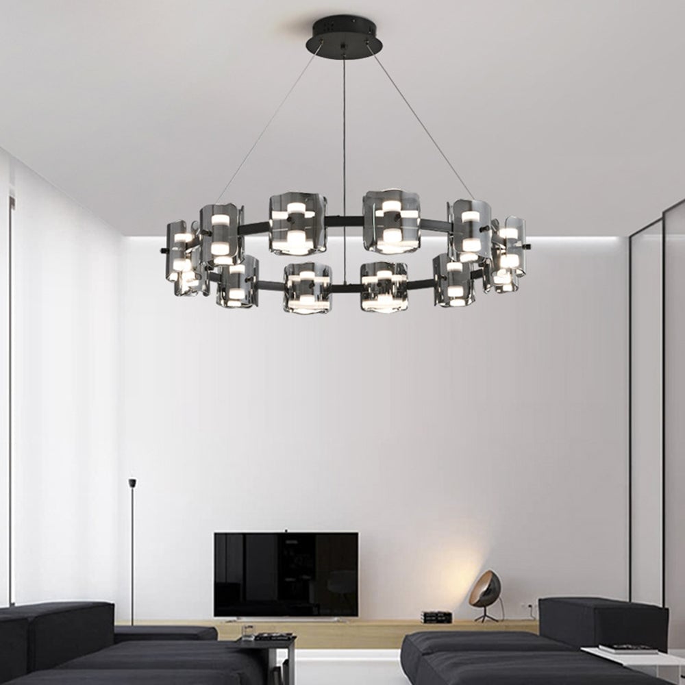 Evette Minimalist Round Metal Pendant Light,Black/Gold - Lumpaz