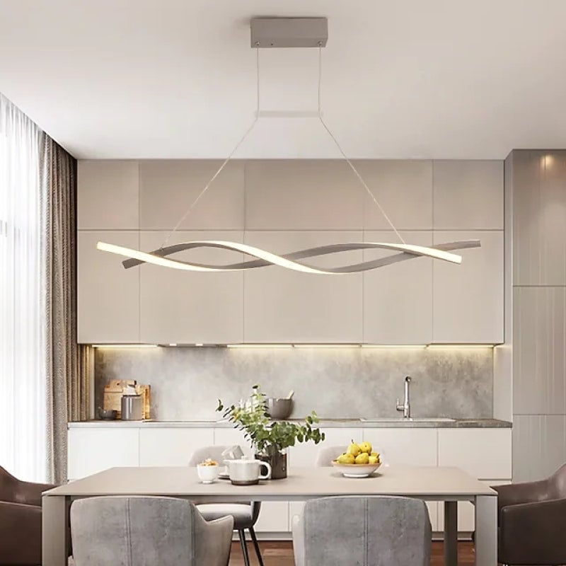 Modern Minimalist Nordic Cross-Curved Metal Pendant Light, Black/Gray - Lumpaz