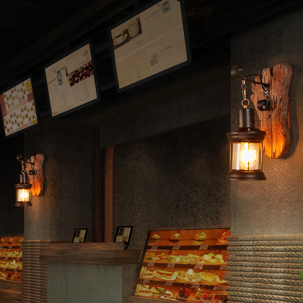 Austin Wall Lamp Foot Shape Vintage, Wood/Metal, Dining Room - Lumpaz