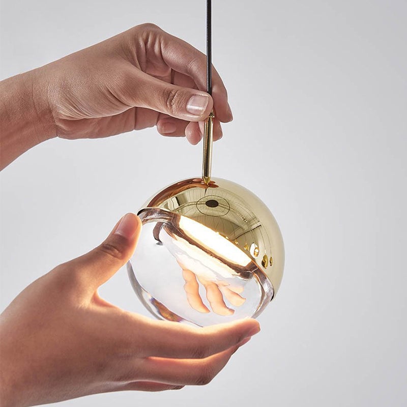 Valentina Modern Ball Metal/Glass Pendant Light, Gold/Rose Gold - Lumpaz