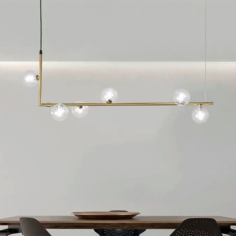 Valentina Minimalist Linear Pendant Light, Black & Gold, 6/8 Heads - Lumpaz