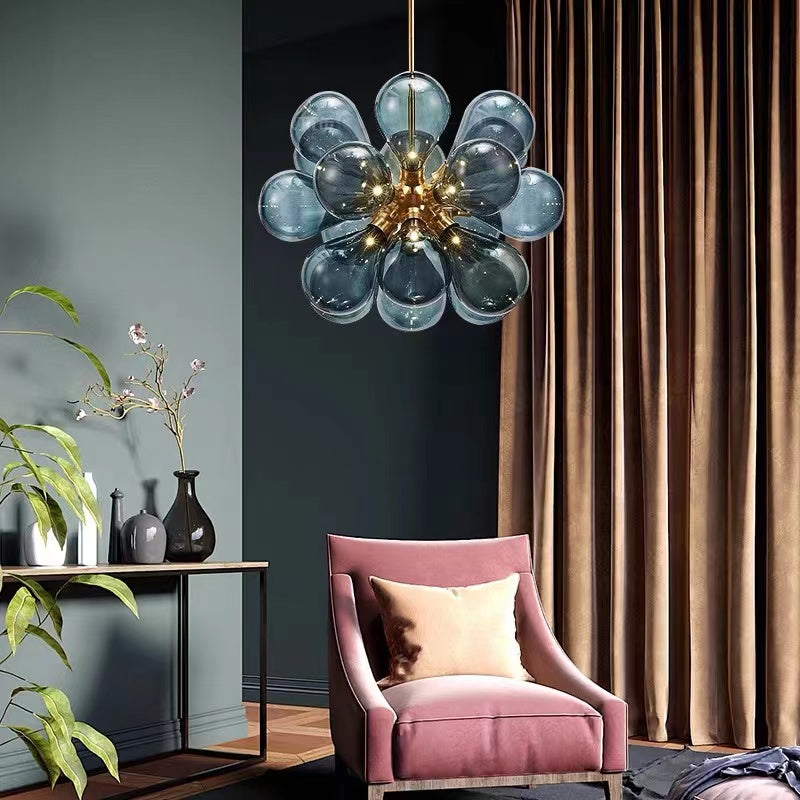 Valentina Glass Bubble Pendant Light for Kitchen Island, Blue/White/Purple - Lumpaz