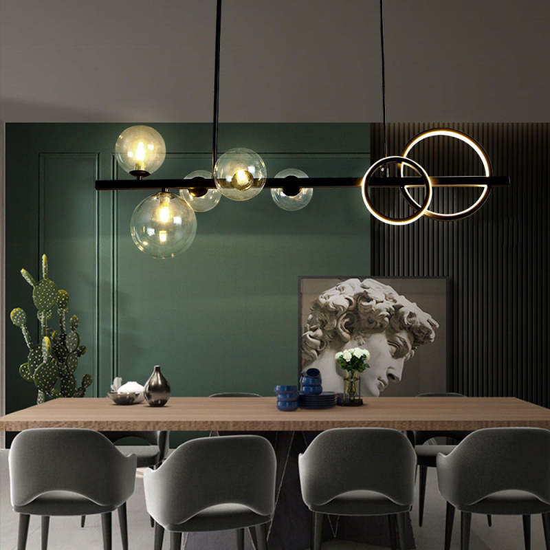 Valentina Pendant Light Bubble Circle Modern, Metal, Black/Gold, Bedroom - Lumpaz