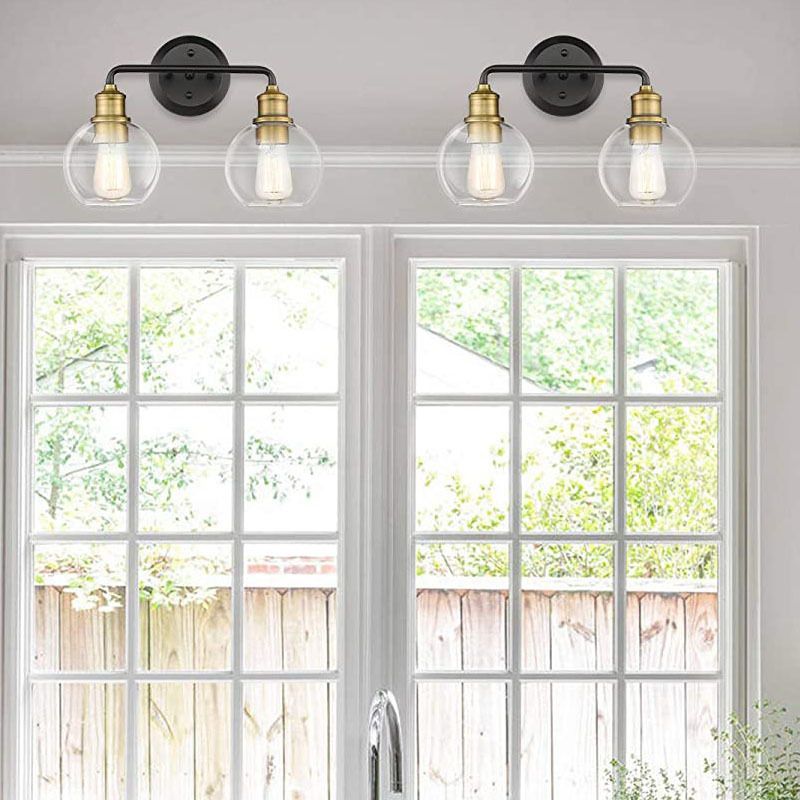 Alessio Minimalist Globe Metal/Glass Wall Lamp, 2/3 Light - Lumpaz