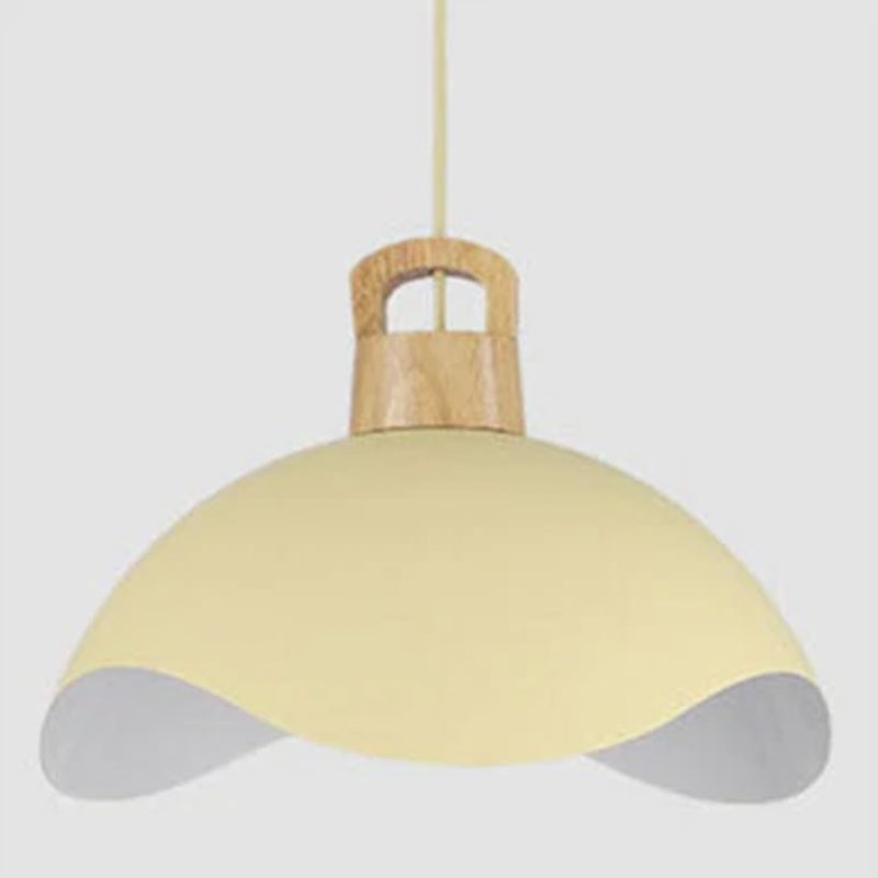 Morandi Colorful Shade Single Pendant Lights, Wood & Metal - Lumpaz