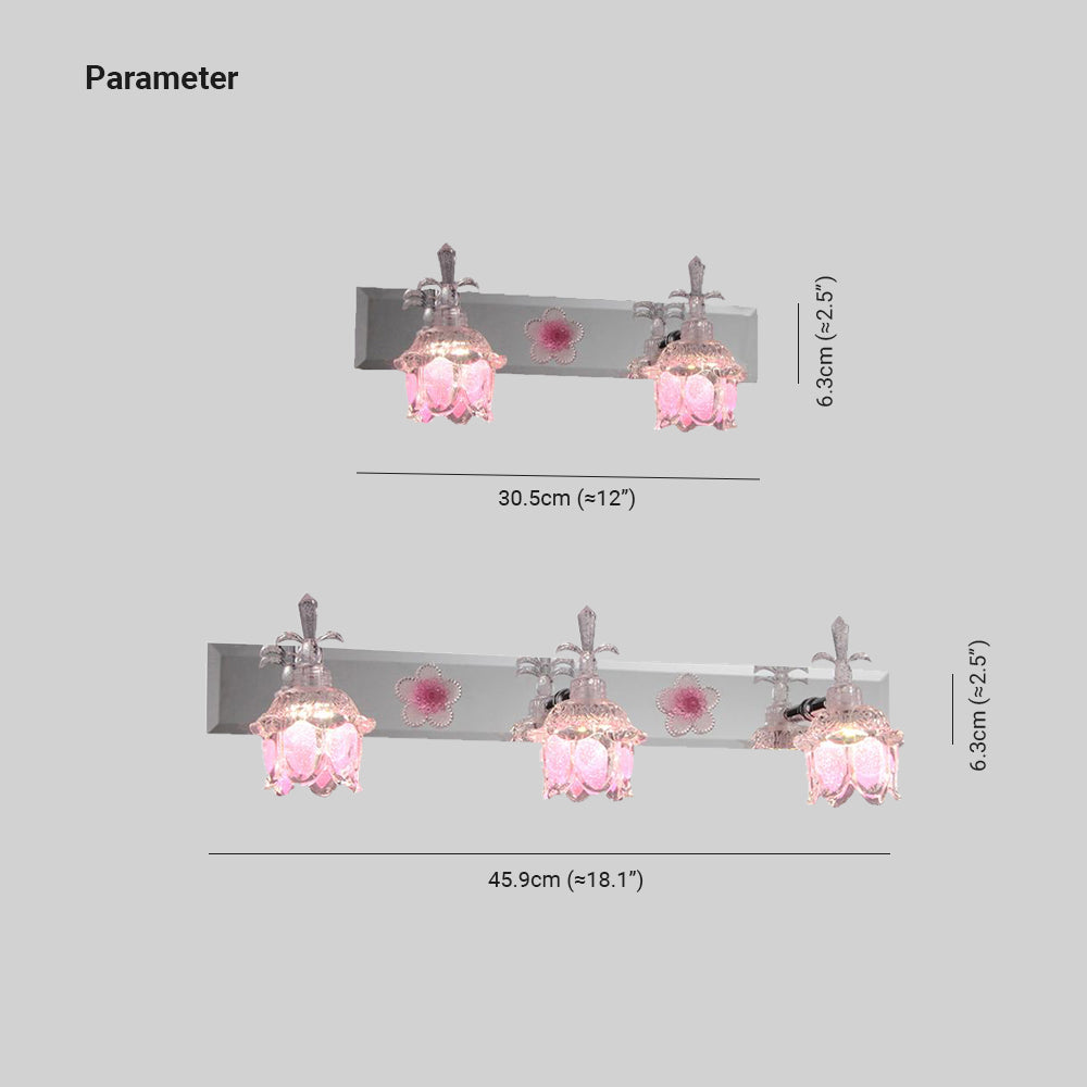 Félicie Modern Flower Vanity Wall Lamp, Pink, Bathroom - Lumpaz