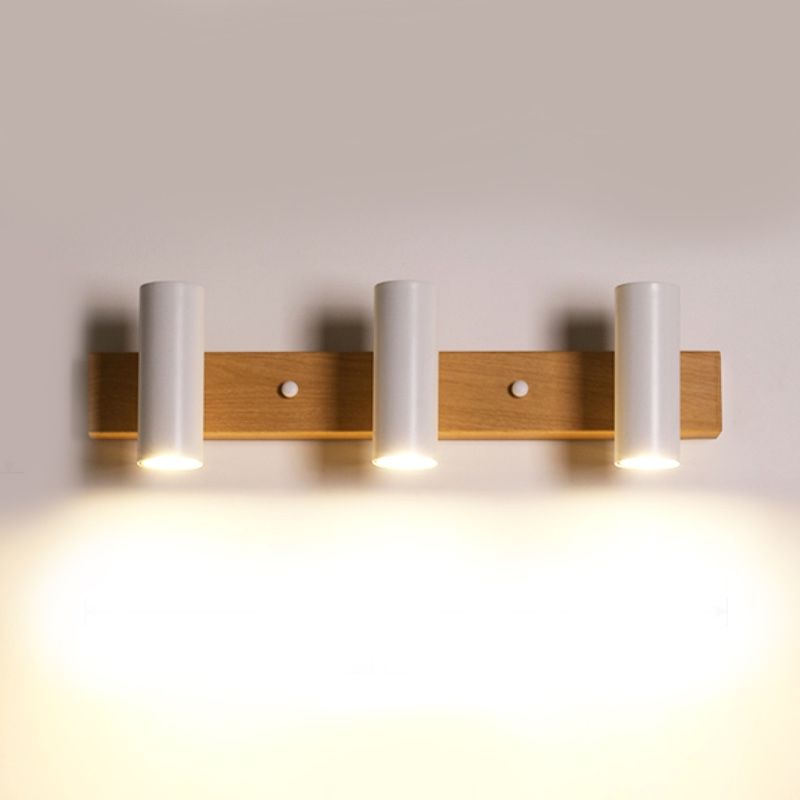 Ozawa Rotatable Spotlight Mirror Front Vanity Wall Lamp, Wood/Metal - Lumpaz