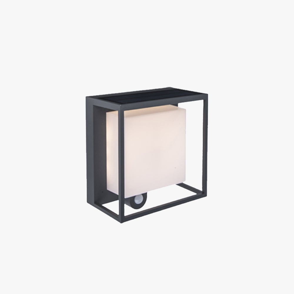 Orr Modern Rectangular Acrylic Sensor Solar Powered Outdoor Wall Lamp, Black - Lumpaz