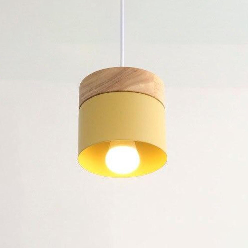 Morandi Modern Can Shape Metal/Wood Pendant Light - Lumpaz