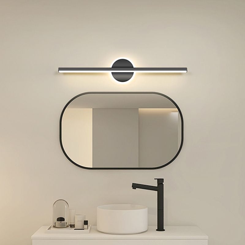 Leigh LED Linear Mirror Front Vanity Wall Lamp Black/Gold - Lumpaz