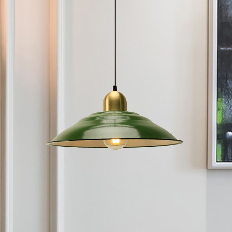 Cairns Vintage Metal Arched Pendant Light, Green - Lumpaz
