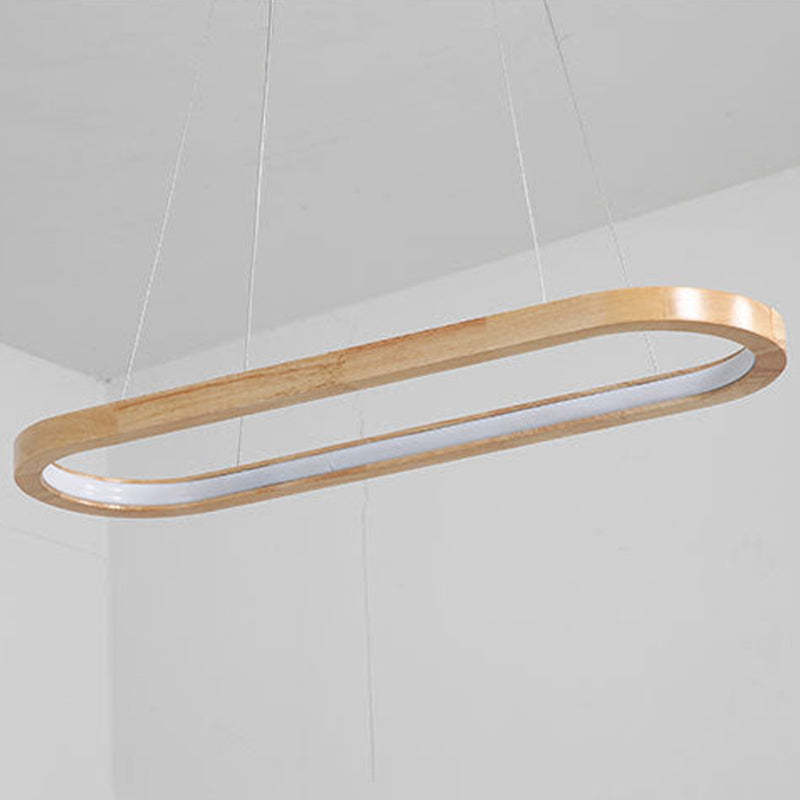 Ozawa Contemporary Oval Wooden Pendant Light Dining Room - Lumpaz