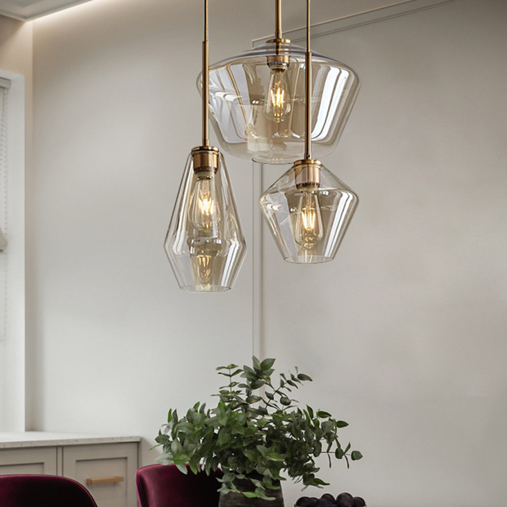 Hailie Pendant Light Clear Glass, Clear/Amber, Bedroom - Lumpaz