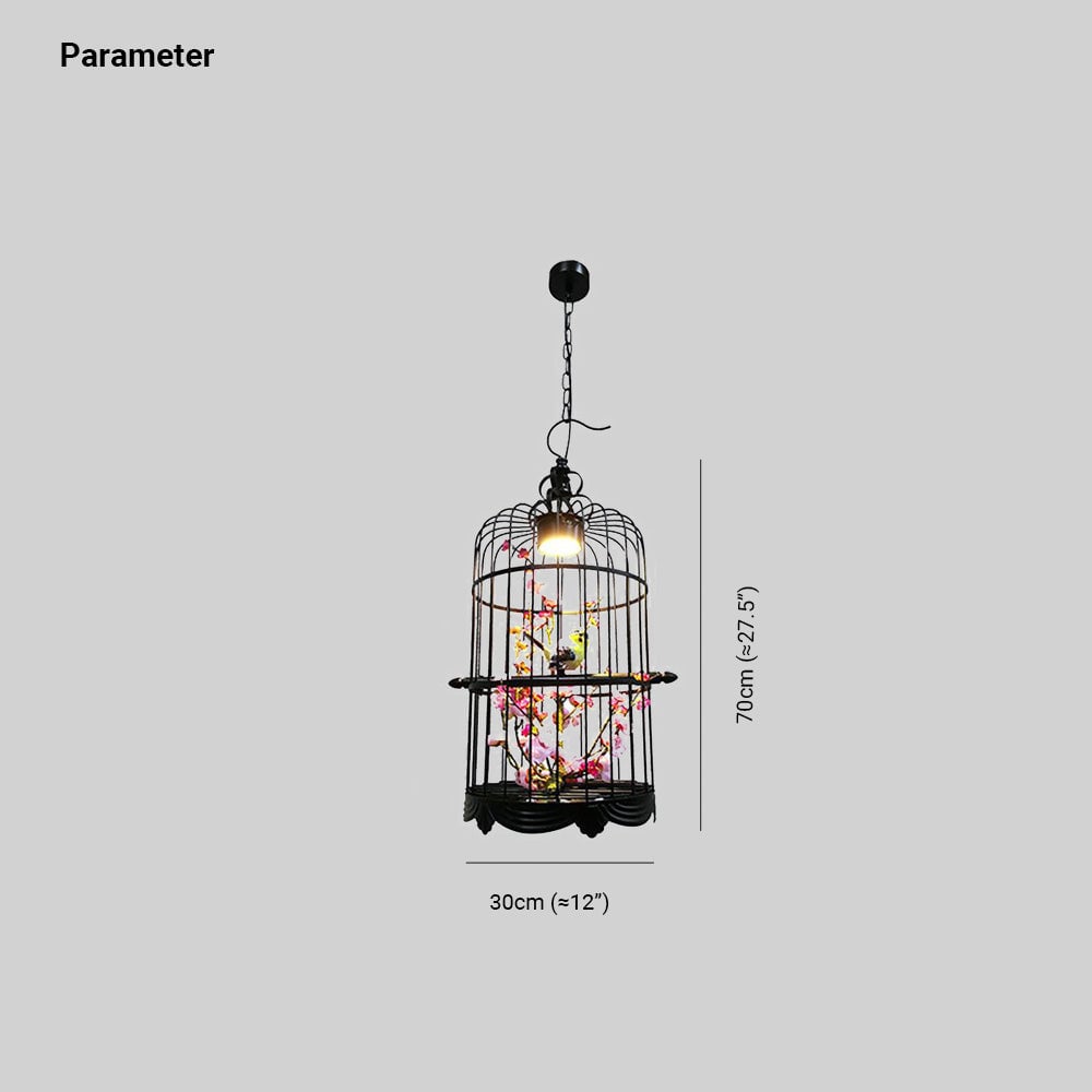 Cooley Art Deco Birdcage Metal Pendant Light, Black - Lumpaz