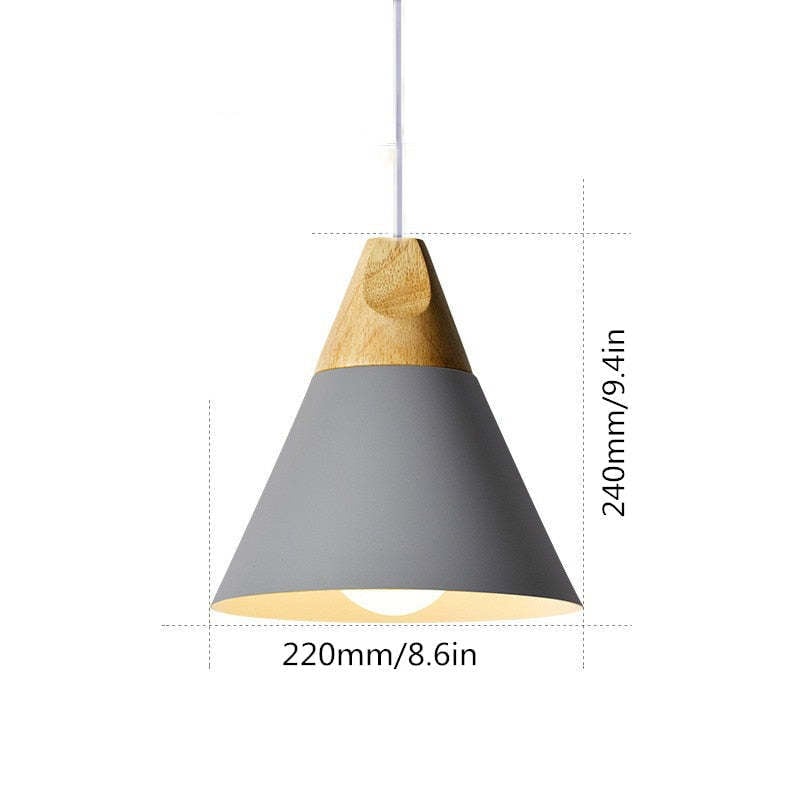 Morandi Multi-Shaped Wood And Metal Pendant Light, 6 Colors - Lumpaz