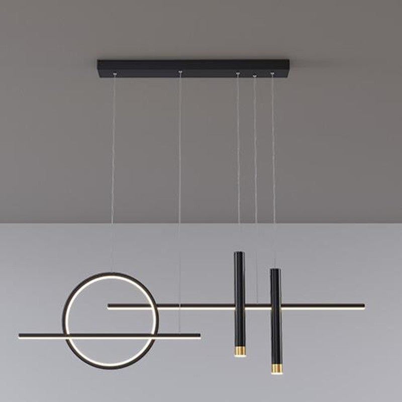 Madina Modern Led Pendant Light, Irregular Ring, Black/Glod - Lumpaz