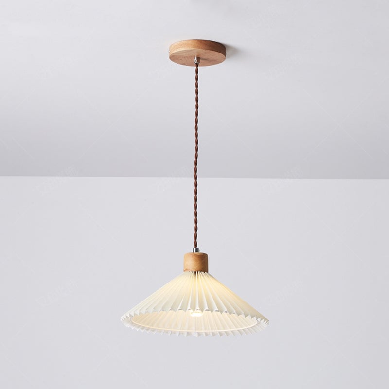 Ozawa Pendant Light Umbrella Shape Art, Wood, White, Bedroom - Lumpaz