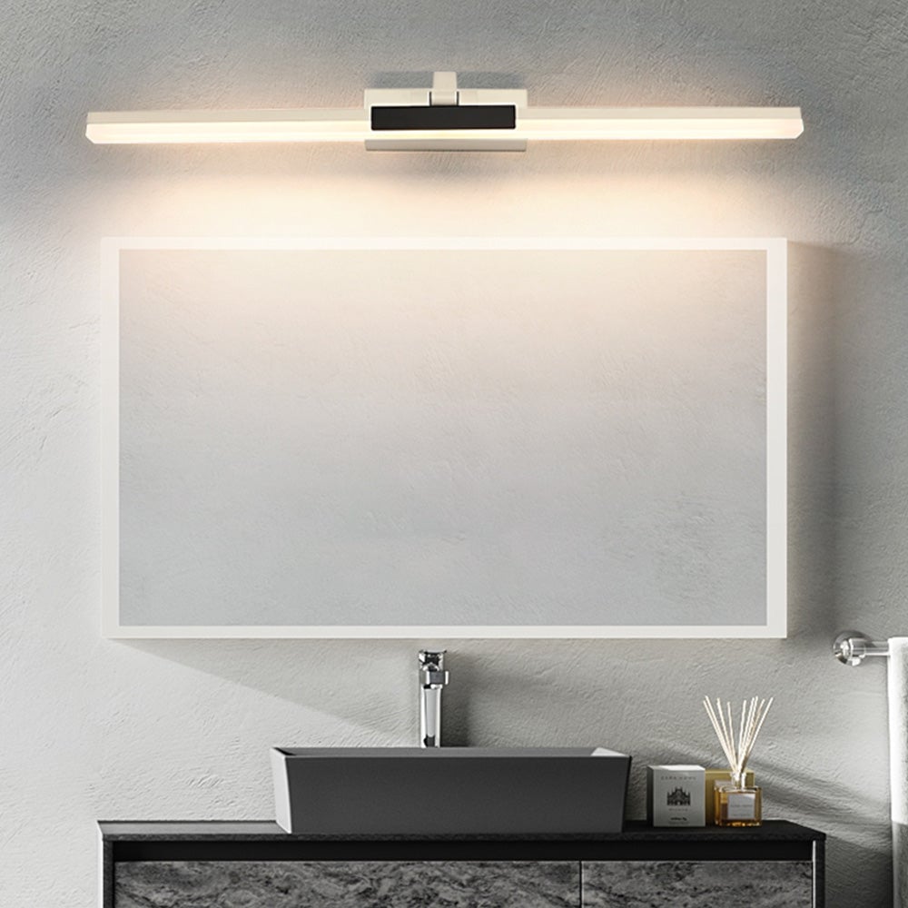 Edge Modern Linear Mirror Front Metal Vanity Wall Lamp, Black/White - Lumpaz