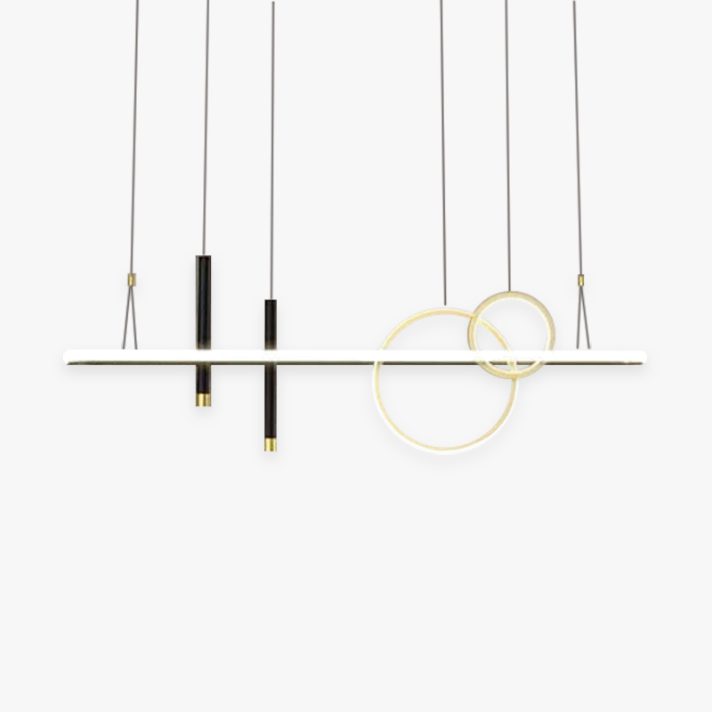 Madina Modern Ring Metal/Acrylic Pendant Light, Black/Gold - Lumpaz