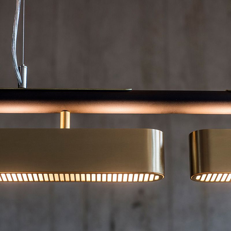 Edge Pendant Light Rectangular Modern, Metal, Black/Brass, Office - Lumpaz