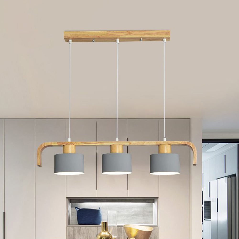 Morandi Pendant Light Cylinder Nordic, Bamboo, White/Green/Gray, Bedroom - Lumpaz