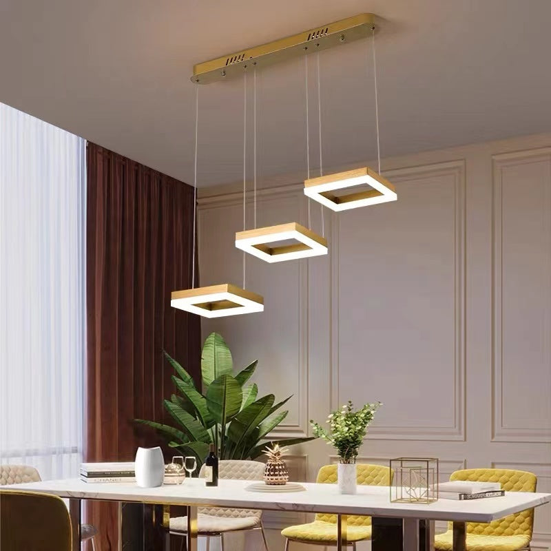 Raheel Modern Gold Cluster 3 Lights Pendant Light, Square - Lumpaz