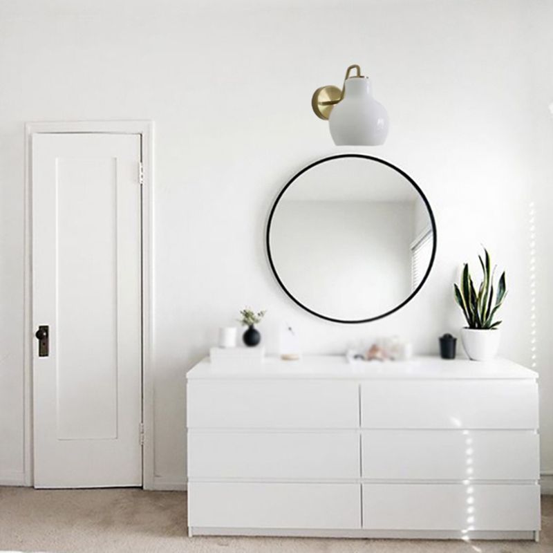 Hailie Vintage Dome LED Metal/Glass Wall Lamp For Mirror, White - Lumpaz