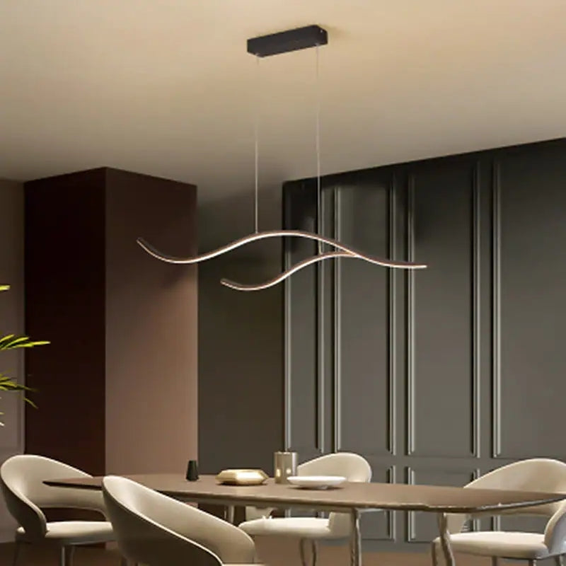 Curved Linear Pendant Light, Black/Gold - Lumpaz