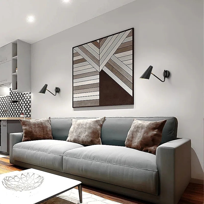 Brady Rotatable Wall Lamp, Black & White & Gold, Bedroom - Lumpaz