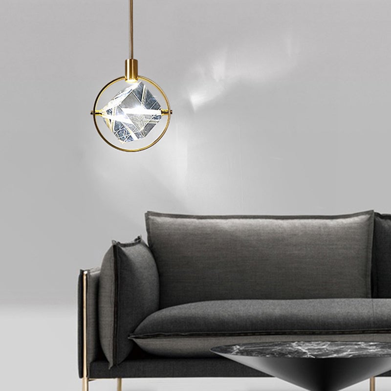 Kristy Modern Luxury Geometry Metal/Crystal Pendant Light, Gold - Lumpaz