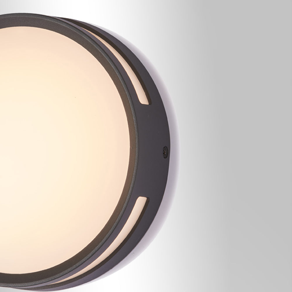 Orr Modern Round Metal/Acrylic Outdoor Waterproof Wall Lamp, Black - Lumpaz