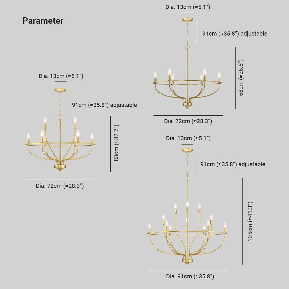 Silva Industrial Metal Candle Chandelier Black/Champagne Living Room/Bedroom - Lumpaz