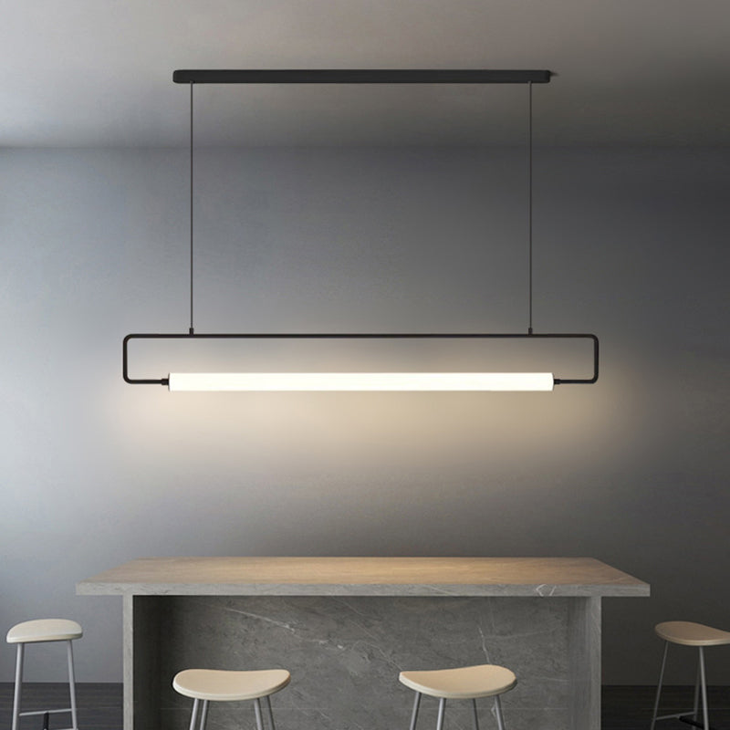 Edge Modern Minimalist rectangular Metal/Acrylic Pendant Light, Gold/Black - Lumpaz