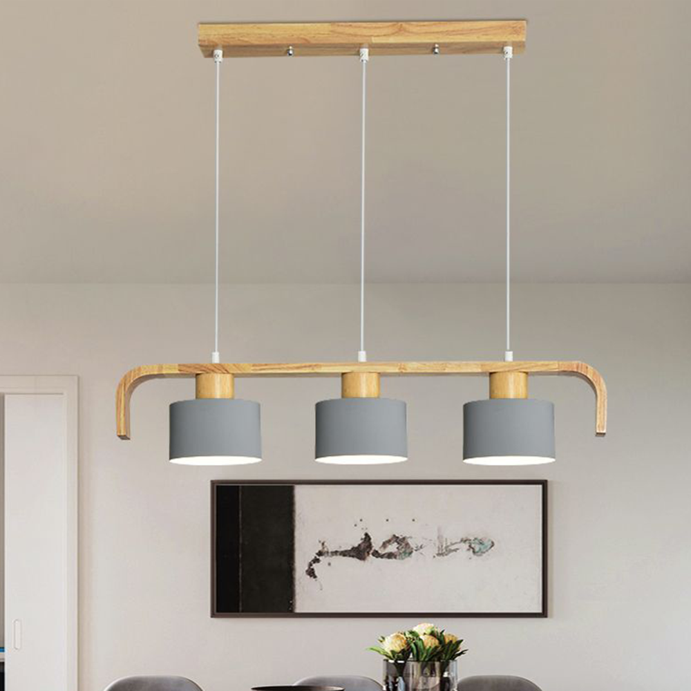 Morandi Pendant Light Cylinder Nordic, Bamboo, White/Green/Gray, Bedroom - Lumpaz