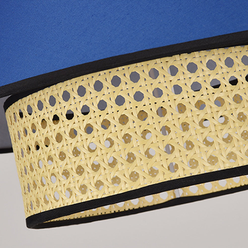 Ritta Fabric and Rattan Pendant Light, Orange/Dark Blue - Lumpaz