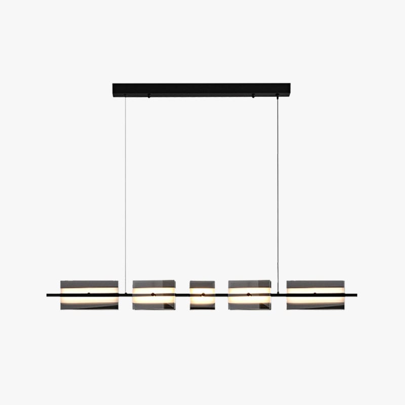 Evette Modern Nordic Linear Copper/Glass Pendant Light, Brass/Black - Lumpaz