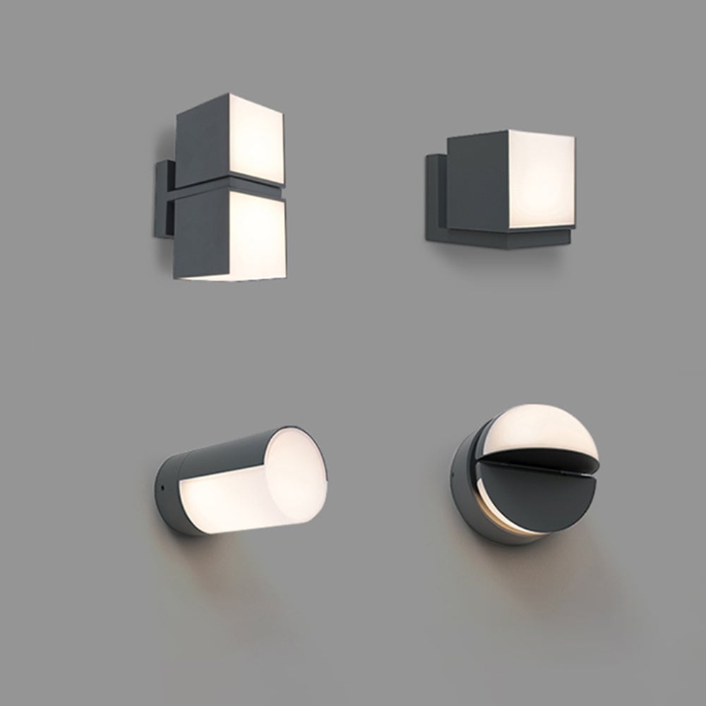 Orr Modern Geometry Rotatable Metal/Acrylic Outdoor Waterproof Wall Lamp, Black - Lumpaz