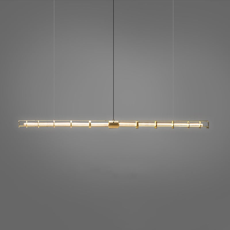 Edge Modern Minimalist Linear Metal/Glass Pendant Light, Gold - Lumpaz