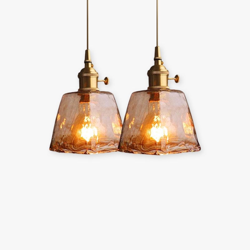 Levy Vintage Style Industrial Pendant Light Retro Metal Glass Brass - Lumpaz