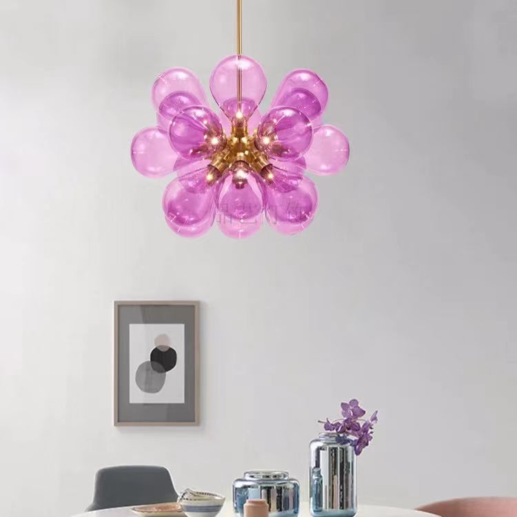 Valentina Glass Bubble Pendant Light for Kitchen Island, Blue/White/Purple - Lumpaz