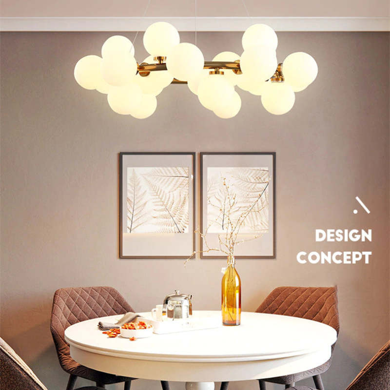 Valentina Chandelier Bubble, Magic Beans, Glass, Dining Room - Lumpaz