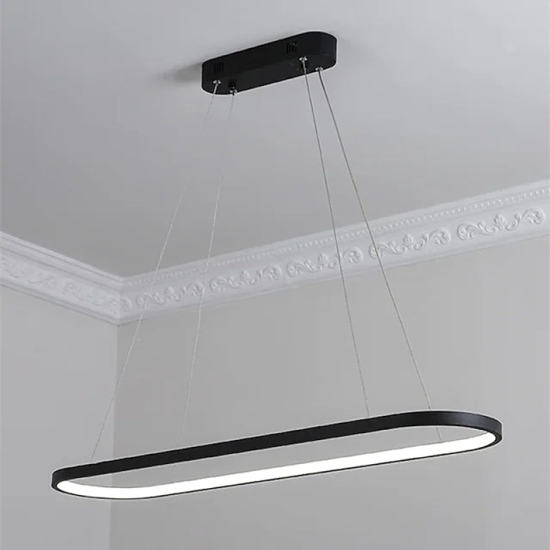 Edge Oval Minimalist Hanging Pendant Light, Black/White/Gold - Lumpaz