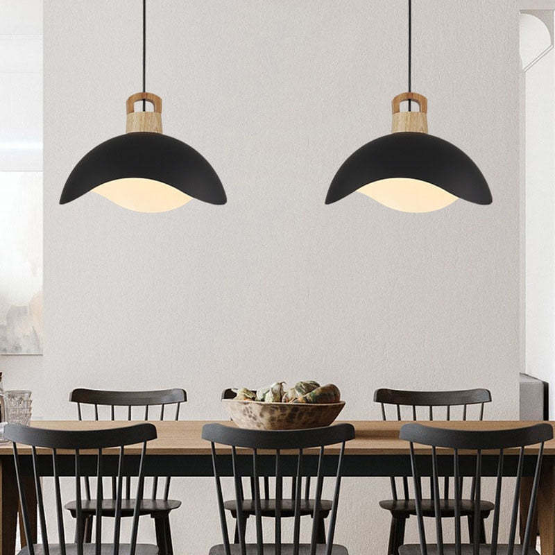 Morandi Colorful Shade Single Pendant Lights, Wood & Metal - Lumpaz