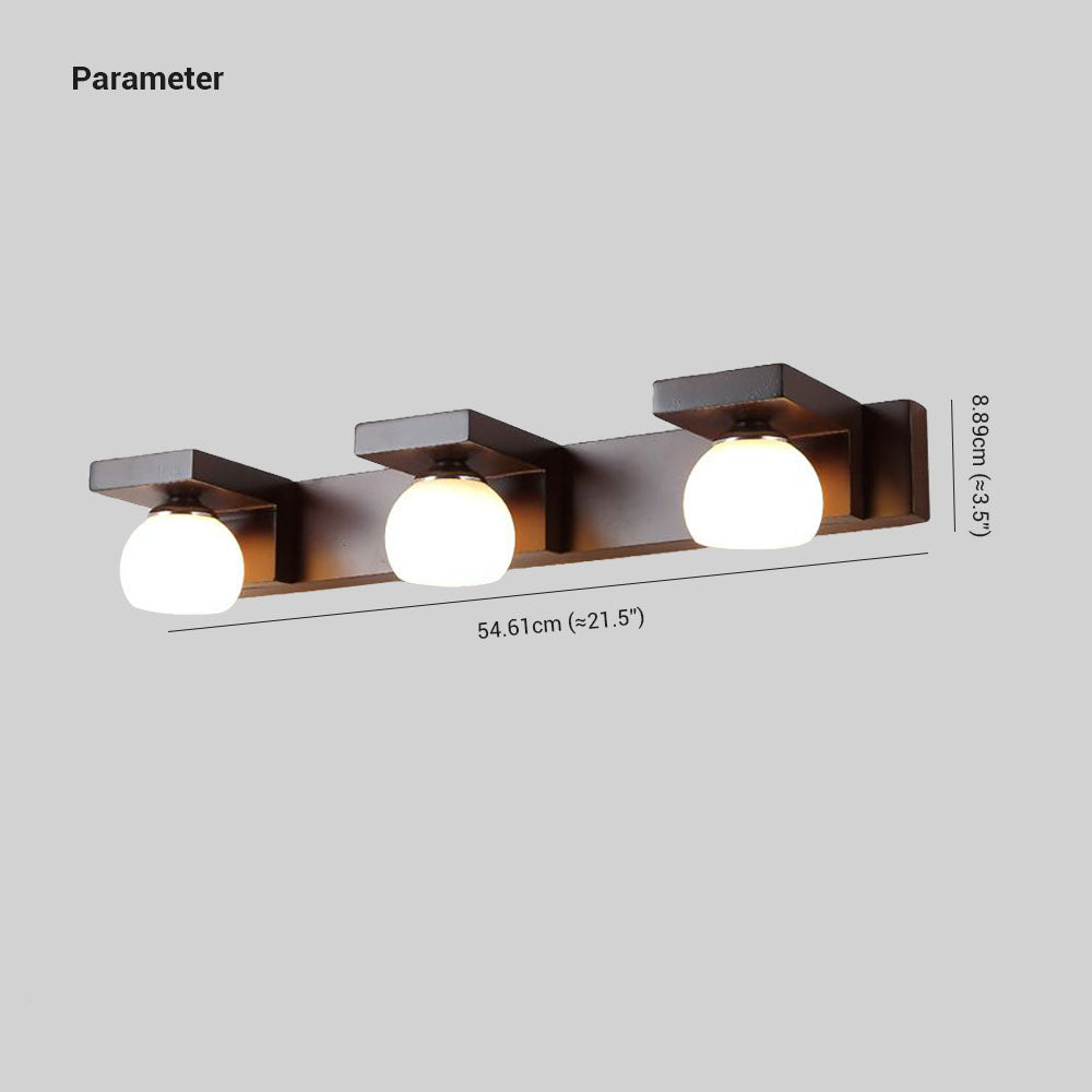 Ozawa Vintage Mirror Front Vanity Wall Lamp, Wood/Glass, Brown - Lumpaz