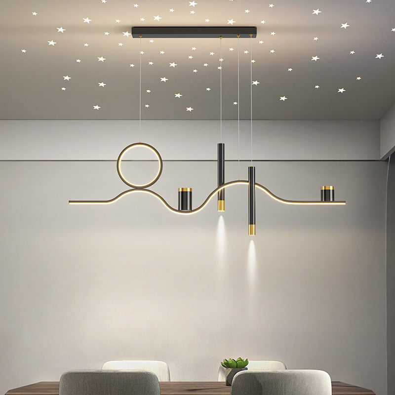 Madina Modern Metal Linear Starry Night Pendant Light, Black - Lumpaz