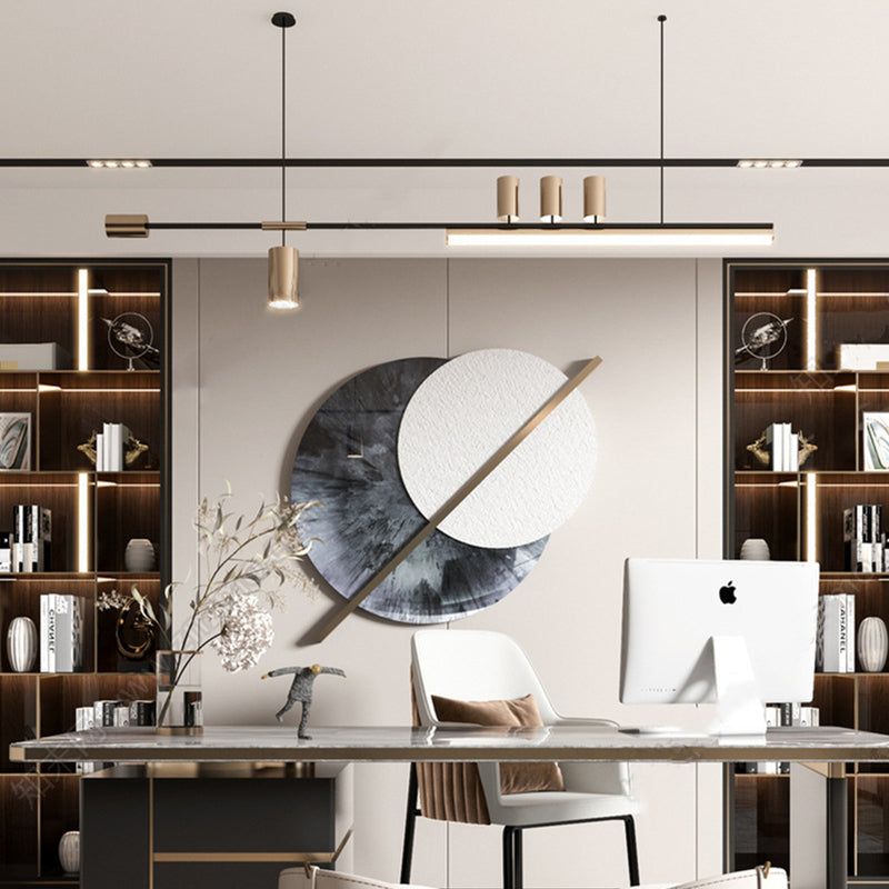 Edge Modern Minimalist Liner Metal/Acrylic Pendant Light, Gold/Black - Lumpaz