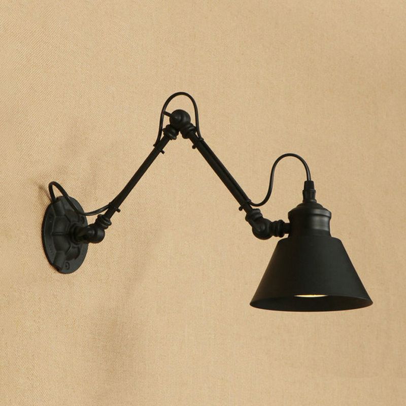 Brady Wall Lamp Conic Modern, Metal Adjustable, Black, Living Room - Lumpaz