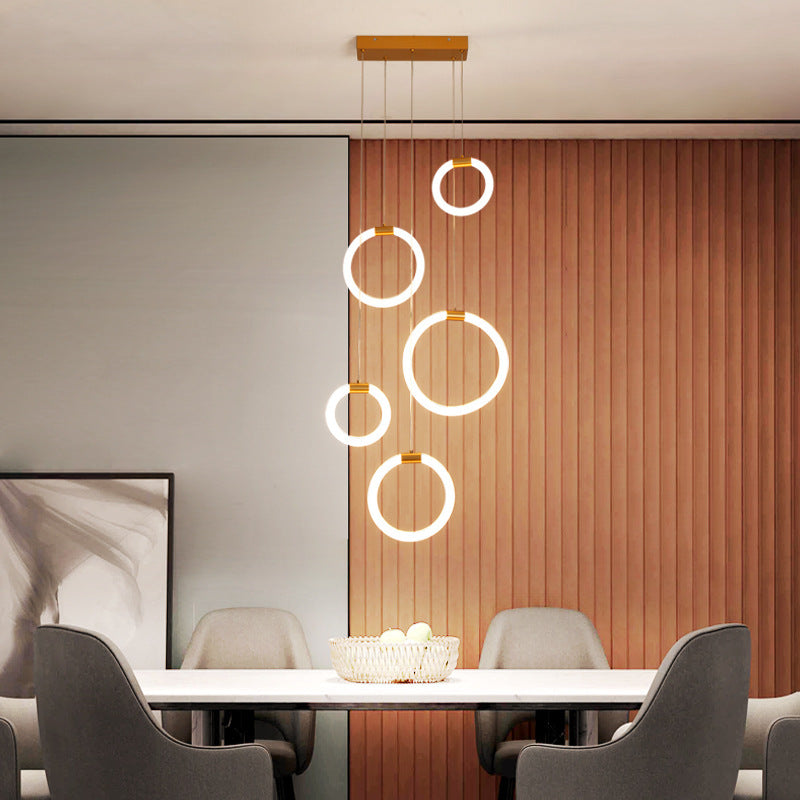 Jibril Minimalist Staircase Ring Metal Pendant Light - Lumpaz